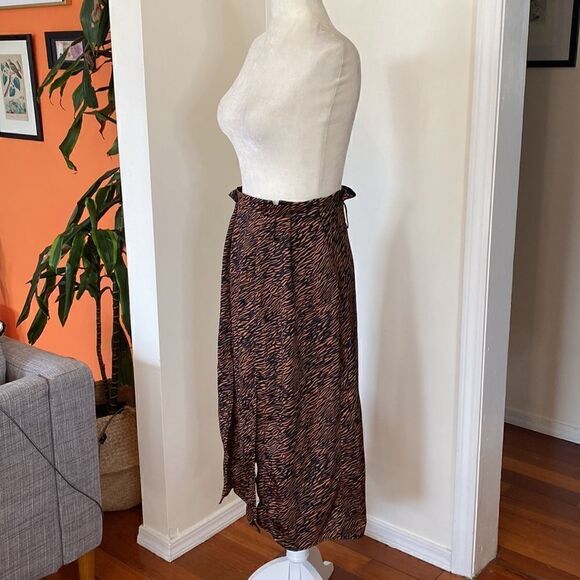 Zara Animal Print Midi Skirt with Thigh Split (No Belt) Size XS - Picture 4 of 11